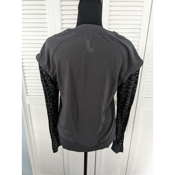 Lole Women's sz M Mixed Media Cotton Modal Grey Sweatshirt Pullover Burnout - Picture 8 of 15